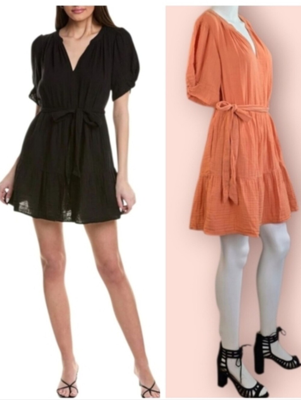Velvet By Graham & Spencer Bella Mini-Dress In Peach, Rare Color!! - Picture 2 of 15